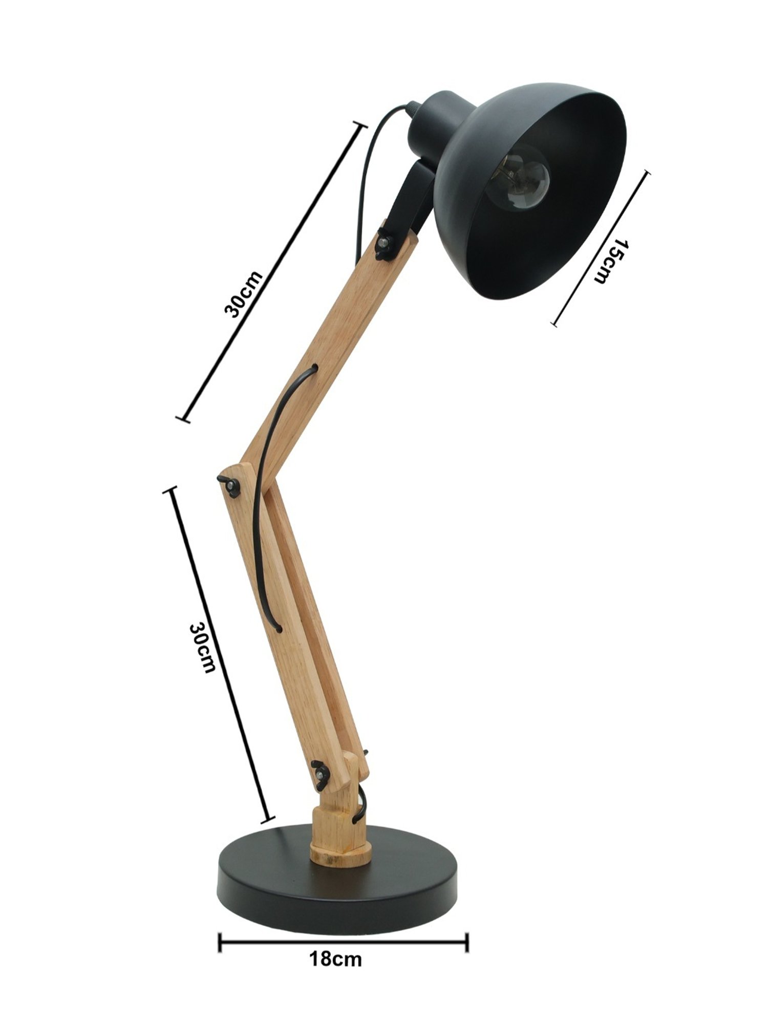 Homesake Black Wood Swing Arm Desk Lamp (Bulb not included)
