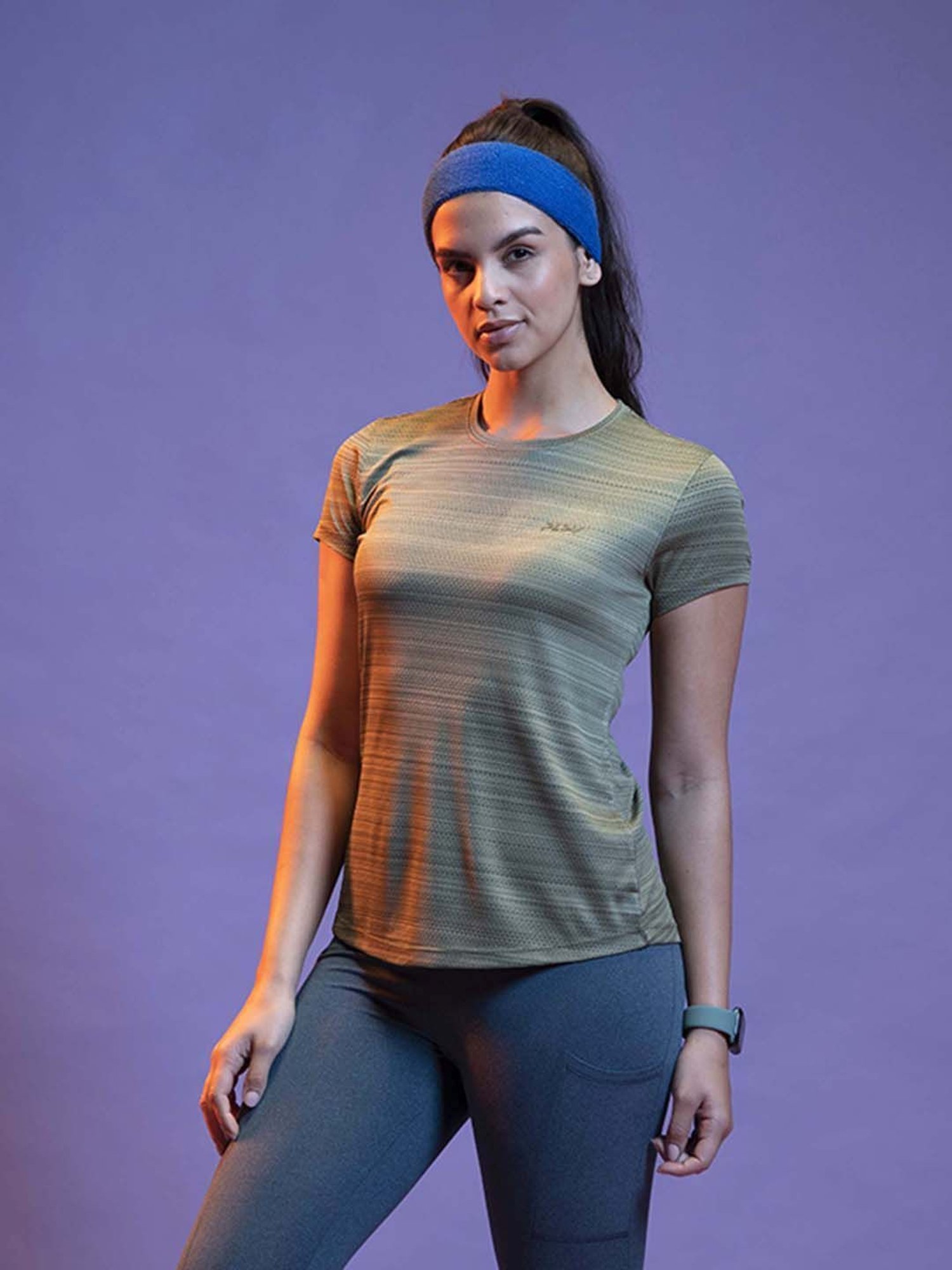 Lyra Green Self Pattern Sports T-Shirt