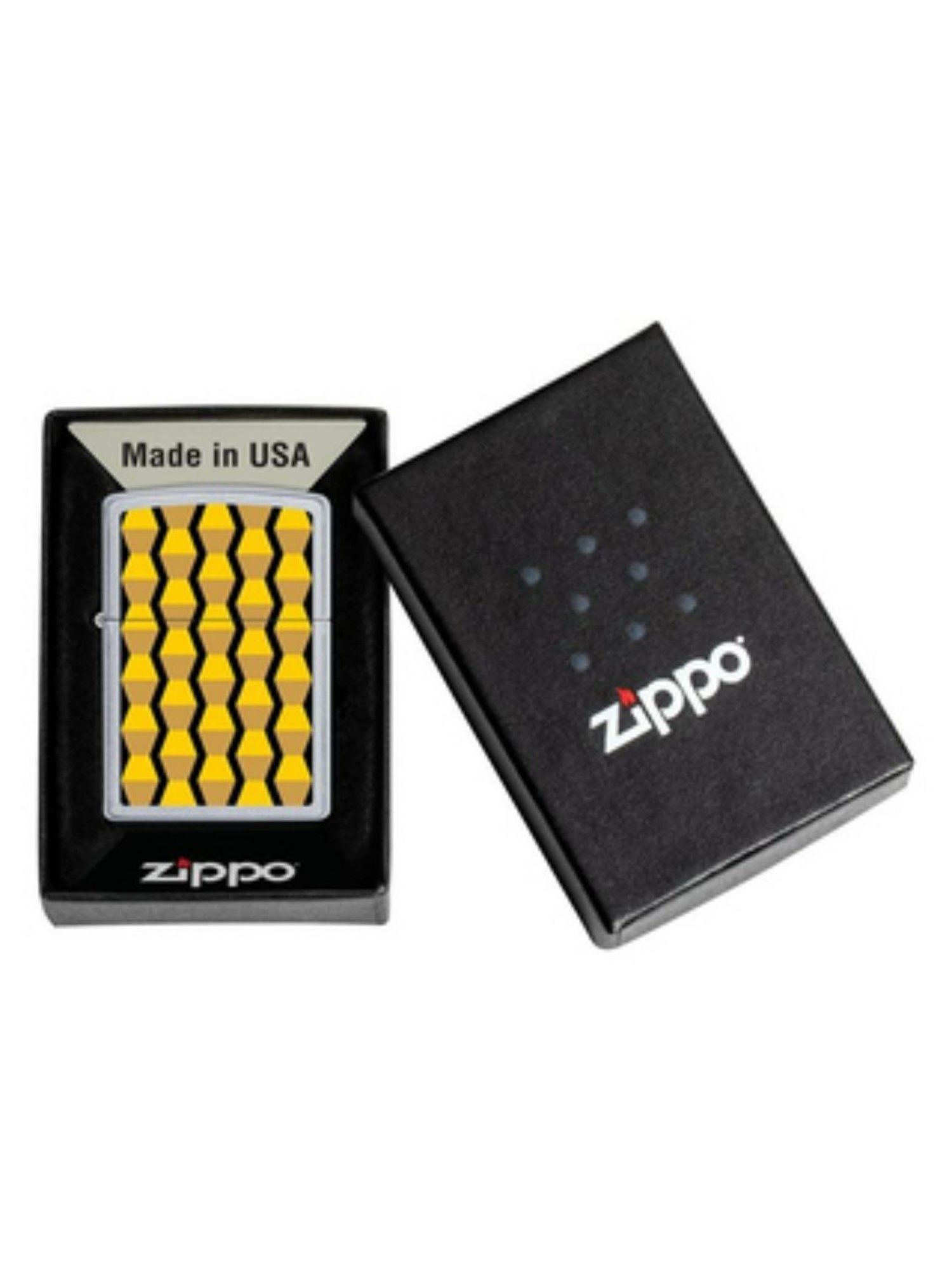 Zippo Yellow Endless Column Design Satin Brass Pocket Lighter