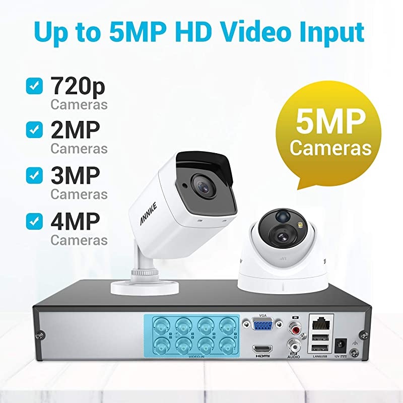 5MP Lite H.265+ Surveillance DVR Recorder, 8CH Hybrid 5-in-1 CCTV DVR for Security Camera, Supports 8CH Analog and 2CH IP Cameras, Easy Remote Access, Motion Detection(No Hard Drive)