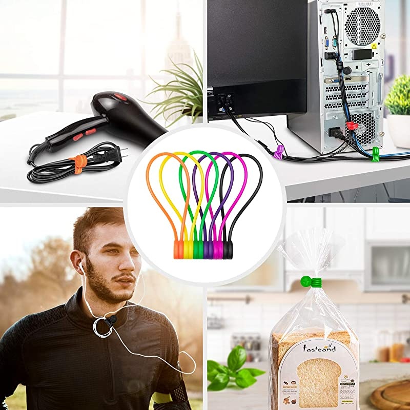 Magnetic Twist TiesSilicone Fridge MagnetsCable Straps with Strong Magnet for Bundling and OrganizingBookmark ClipsCord Wrap for HomeOfficeSchool or Just For Fun 6 Colors12 Pack