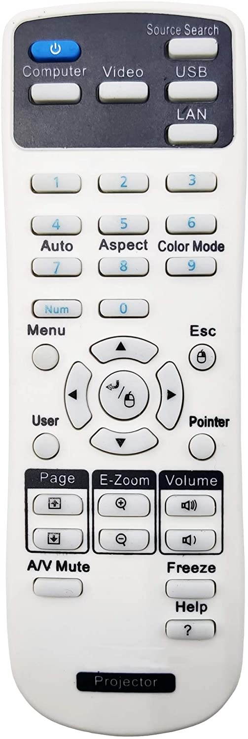 INTECHING 164880600 Projector Remote Control for Epson EX3240, EX5240, EX5250 Pro, EX7240 Pro, EX9200 Pro, VS240, VS340, VS345, PowerLite 1224/1264/ 1284/ S31+/ U32+, Home Cinema 640/ 740HD/ 1040