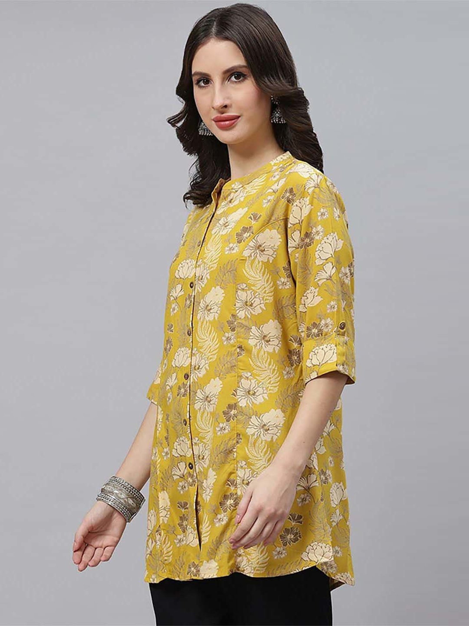 Divena Mustard Floral Print Tunic