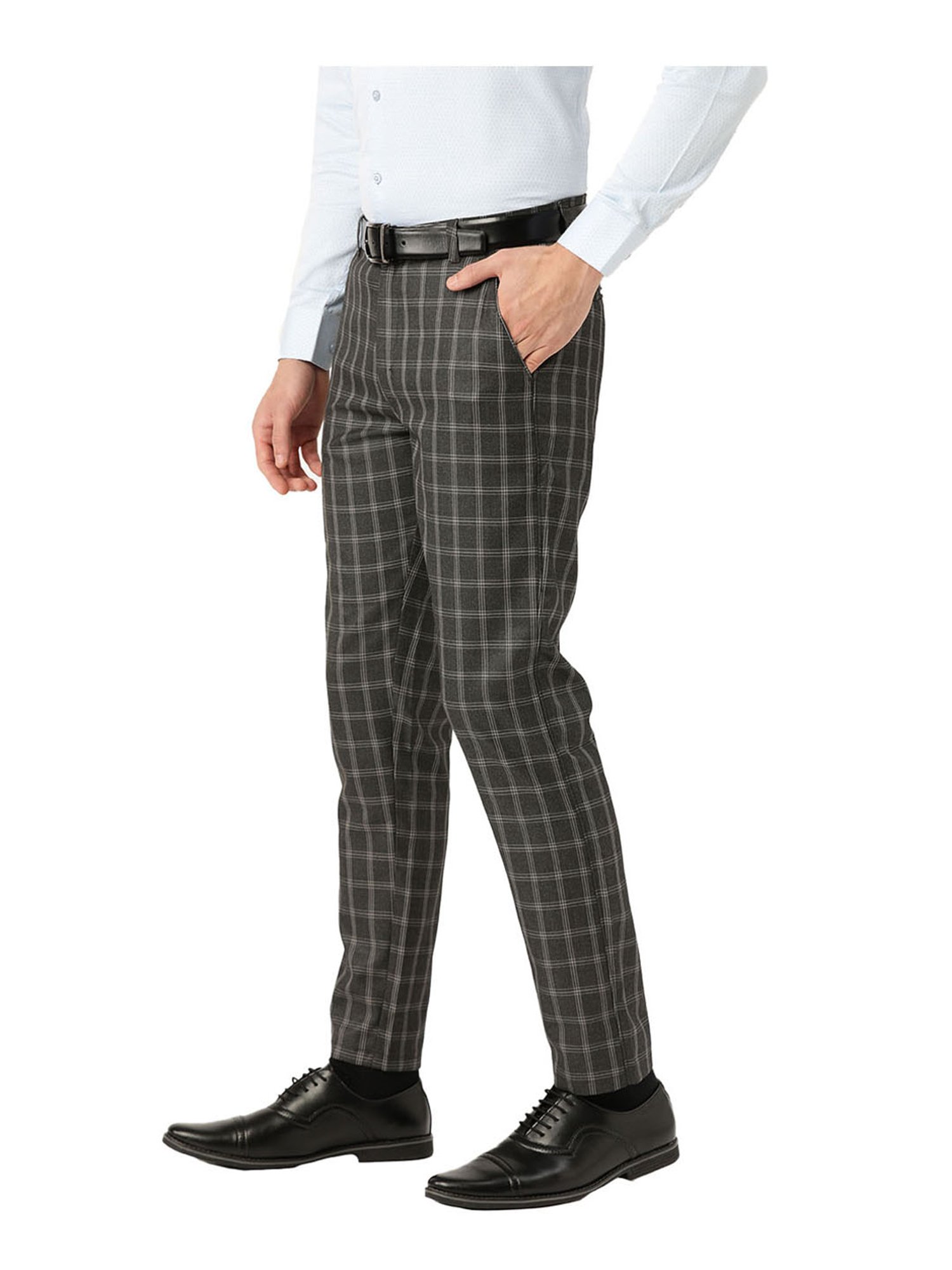 Sojanya Charcoal Grey Checks Trousers