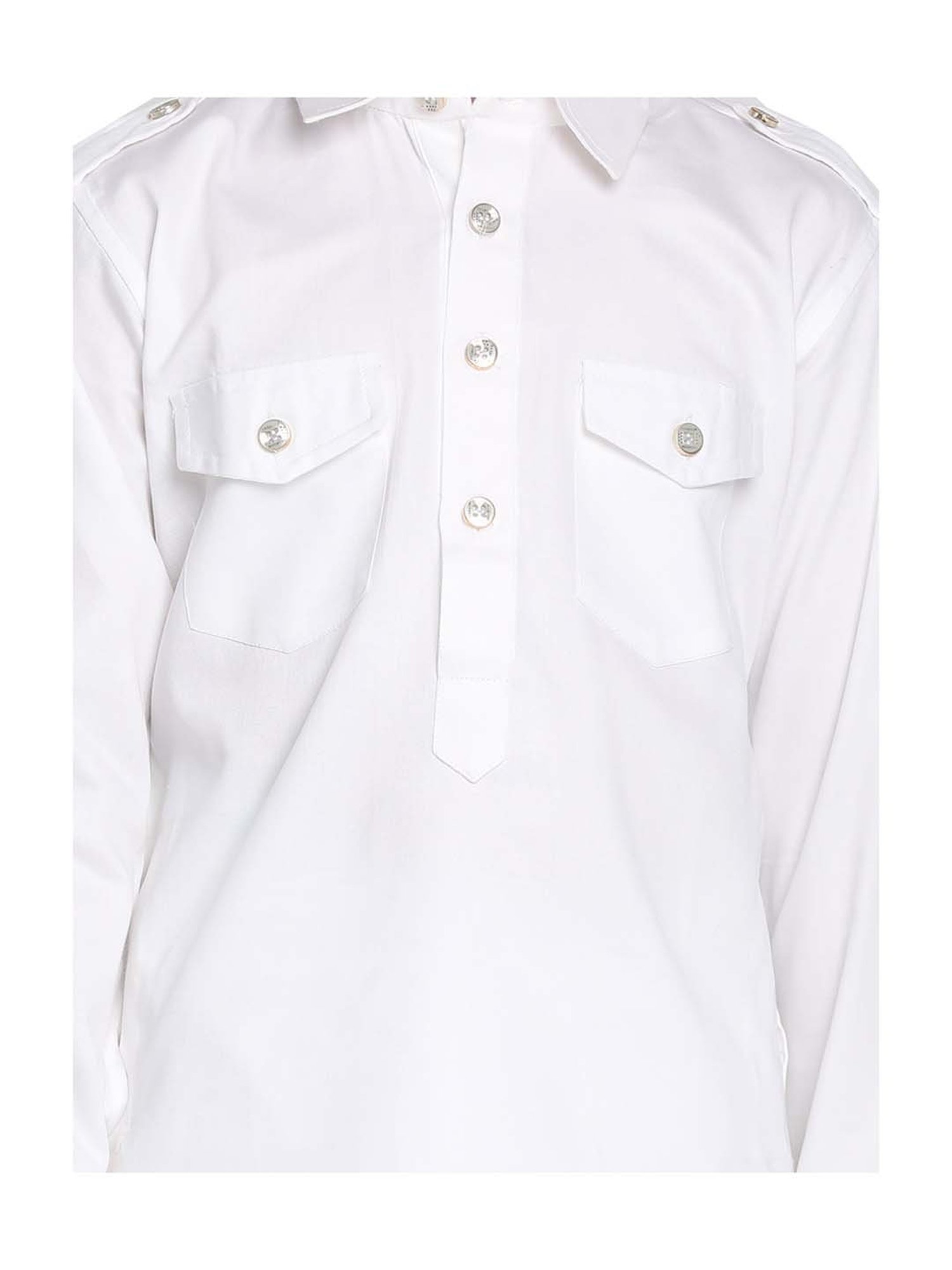 VASTRAMAY Kids White Cotton Pathani Kurta Set