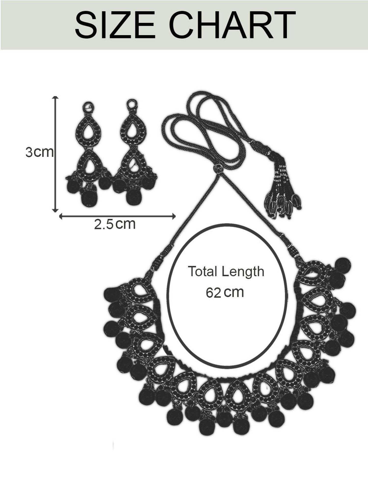 OOMPH Oxidized Silver Tone Kundan & Pearls Floral Choker Necklace Set with Drop Earrings