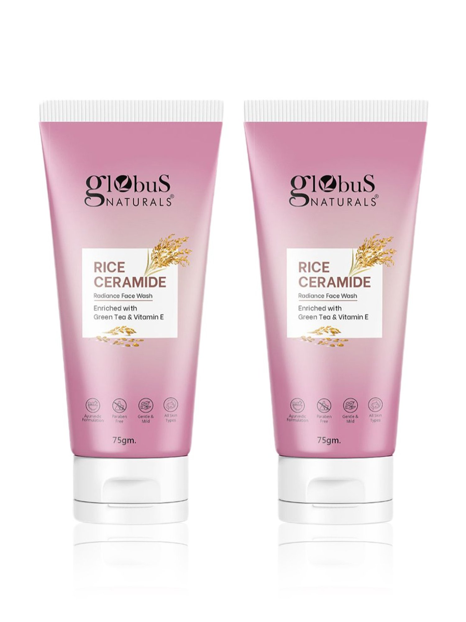 Globus Naturals Rice Ceramide Radiance Face Wash - Pack of 2