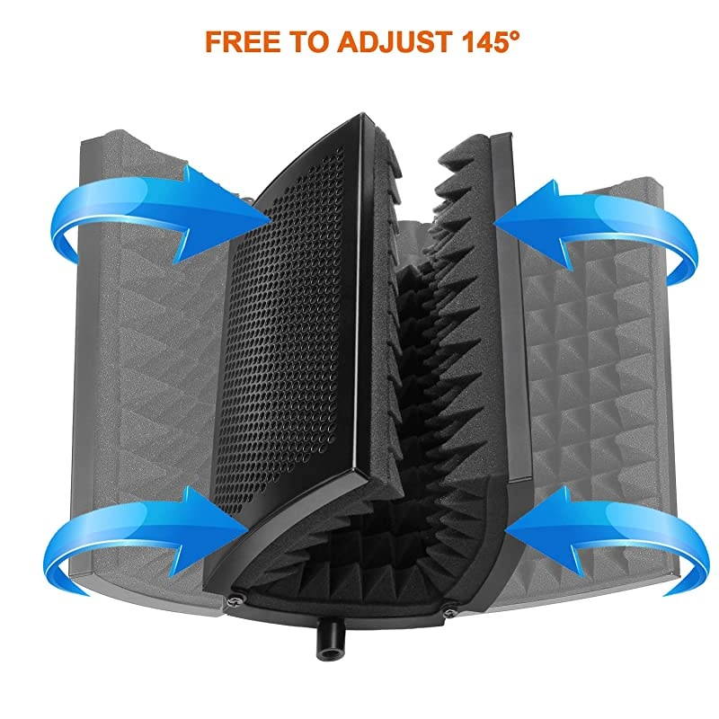 Microphone Isolation Shield Foldable Adjustable Durable Studio Recording Microphone Isolator Panel for Stand Mount or Table Top
