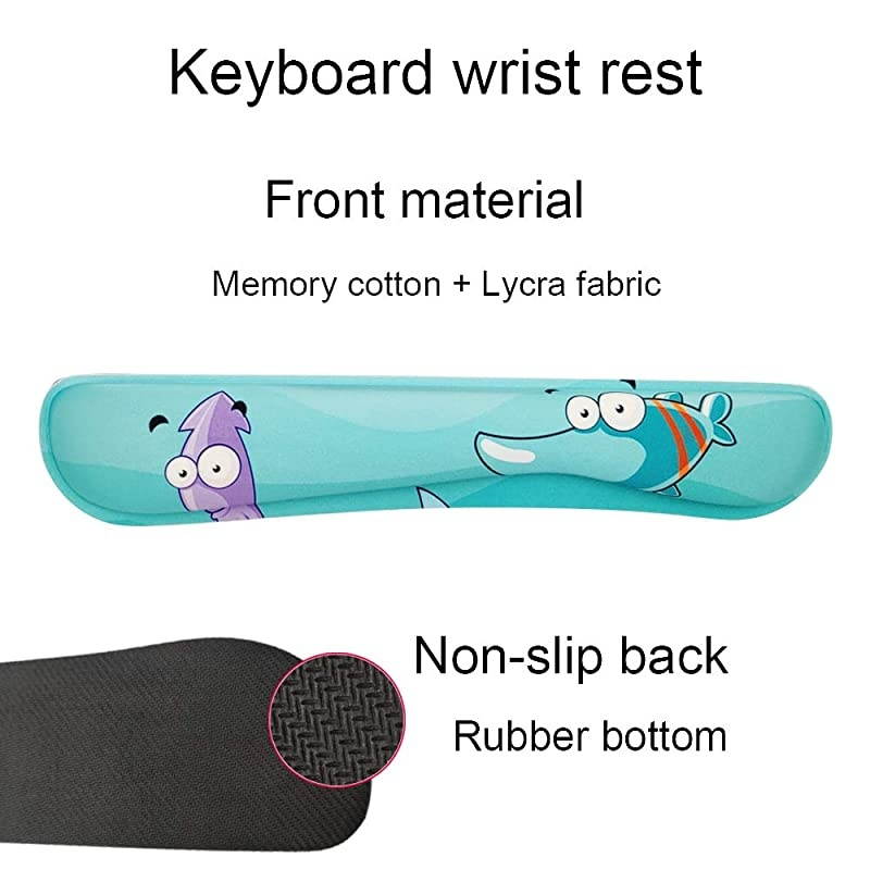 Keyboard Wrist Rest and Mouse Wrist Rest Support Mouse Pad Set,Non Slip Rubber Base Wrist Support with Ergonomic Raised Memory Foam for Easy Typing & Pain Relief