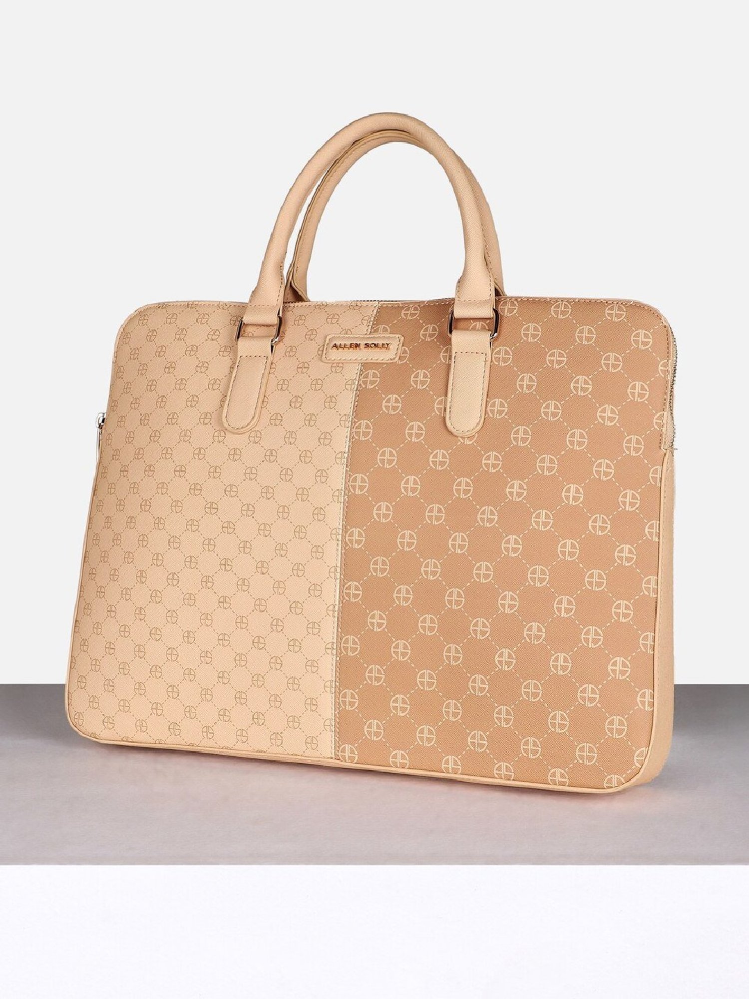 Allen Solly Beige PU Laptop Messenger Bag