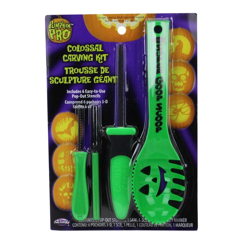 Fun World 10ct Tool and Stensil Halloween Pumpkin Carving Kit