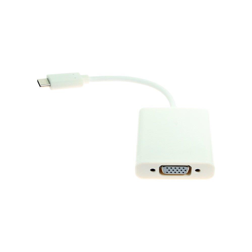 Coolgear USB C to VGA Female Adapter 6 Inches White Works with MackBook, Chromebook Pixel and Other VGA Based Displays