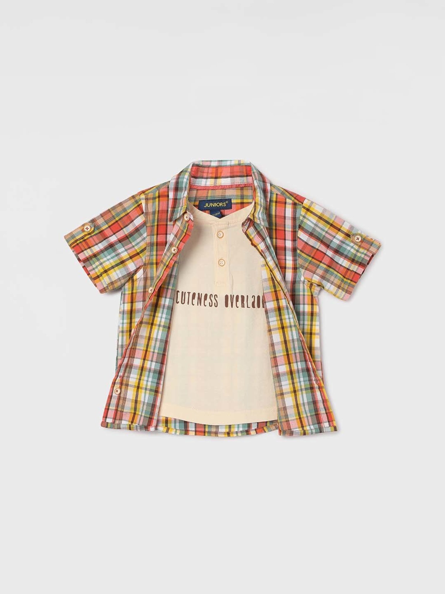 Pantaloons Baby White Cotton Printed Shirt