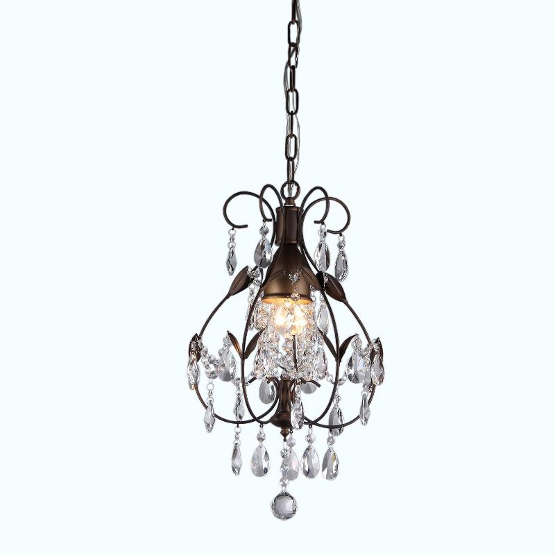 12" x 12" x 56" Maleficent 1 Light Chandelier and Crystals Brown - Warehouse of Tiffany