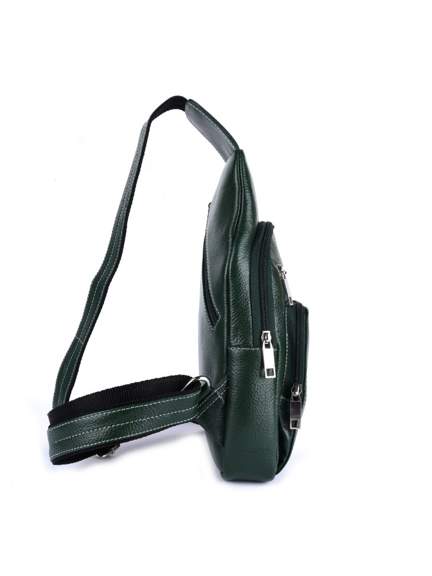 HiLEDER Green Textured Medium Leather 12 inch Backpack