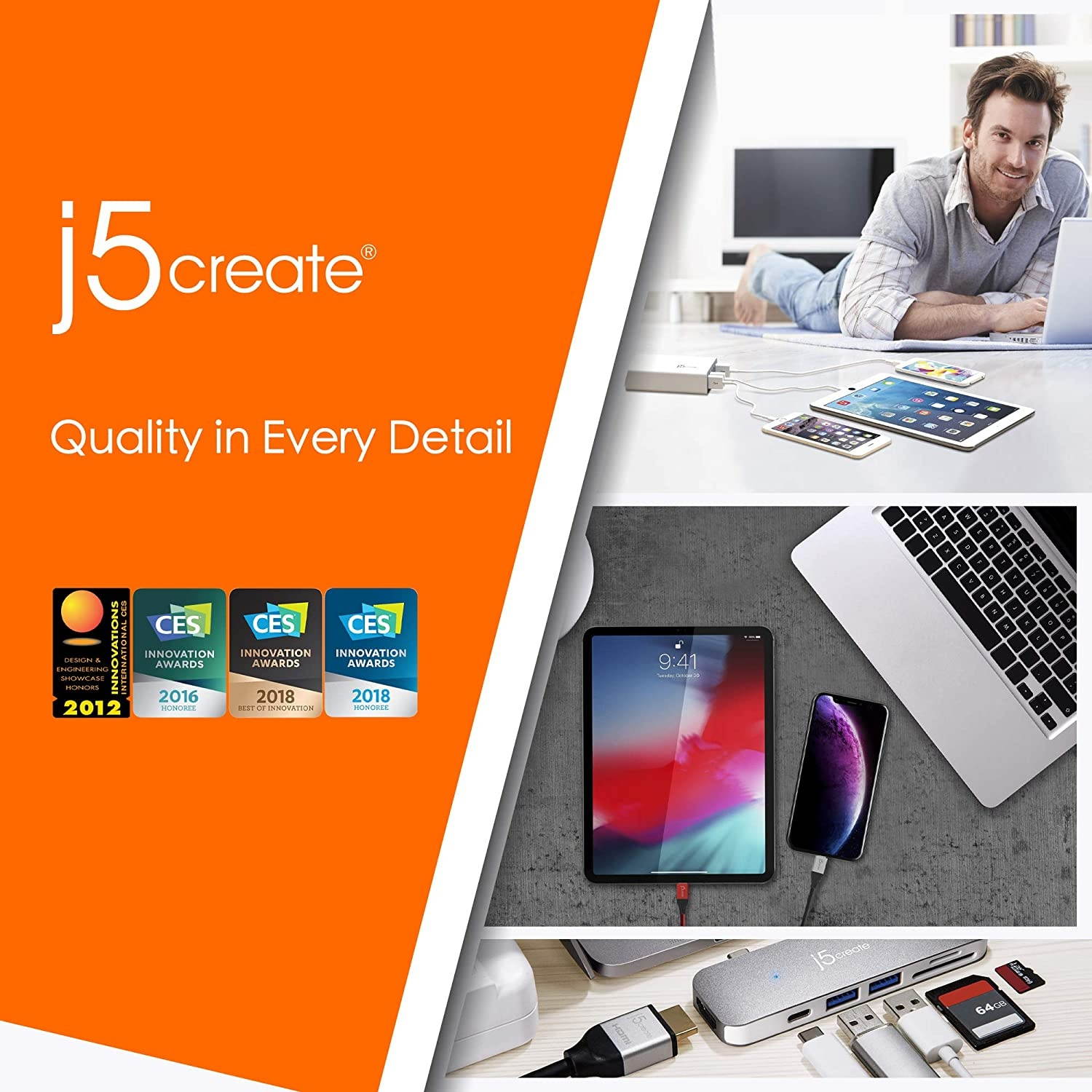 j5create USB C to DisplayPort Adapter Cable 4K@60Hz Type C Dongle Connects External Monitor Display, HDTV, Projector for MacBook, Chromebook, Laptops, Phones, Tablets, PC with USB-C Port