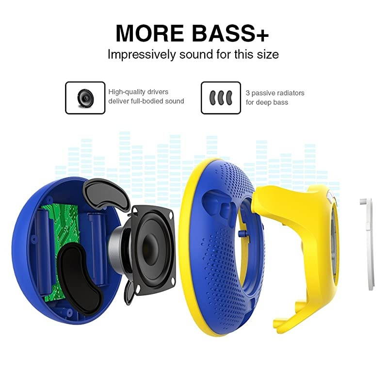 Swimmer Waterproof Bluetooth Speaker 40 Portable Floating Wireless Speakers IPX7 with 10W Plus Deep Bass and Colorful LED Light