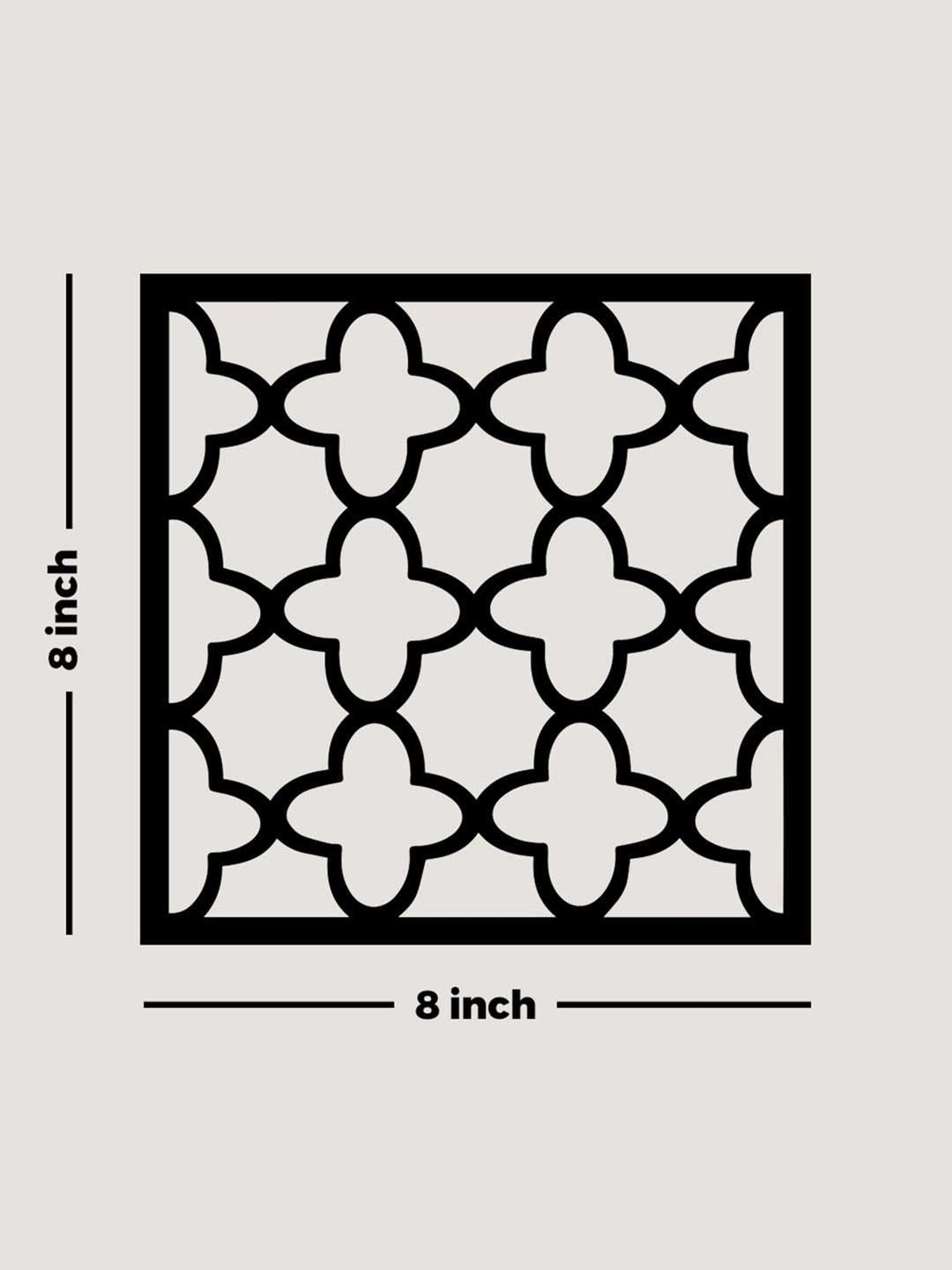 Art Street Black Mdf Jharokha Jali Square Hanging Ornaments Wall Art - Set of 4