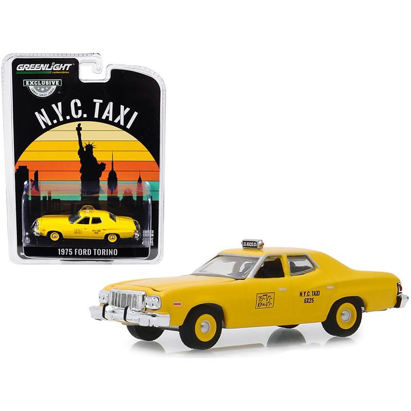 1975 Ford Torino Yellow "NYC Taxi" (New York City Taxi) "Hobby Exclusive" 1/64 Diecast Model Car by Greenlight