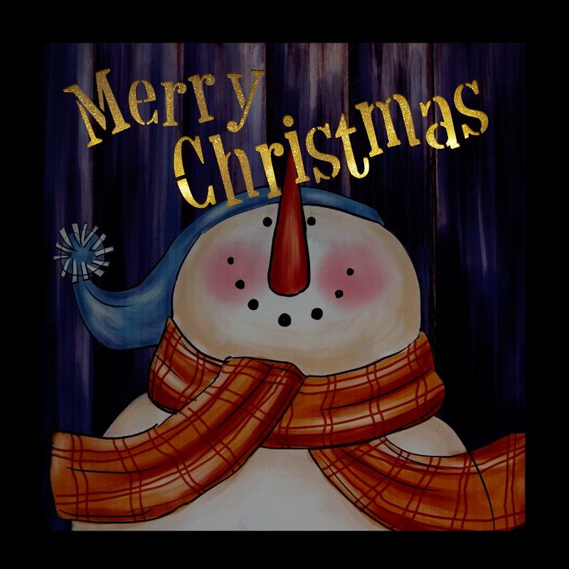 Northlight LED Lighted "Merry Christmas" Snowman Christmas Canvas Wall Art 11.75" x 11.75"