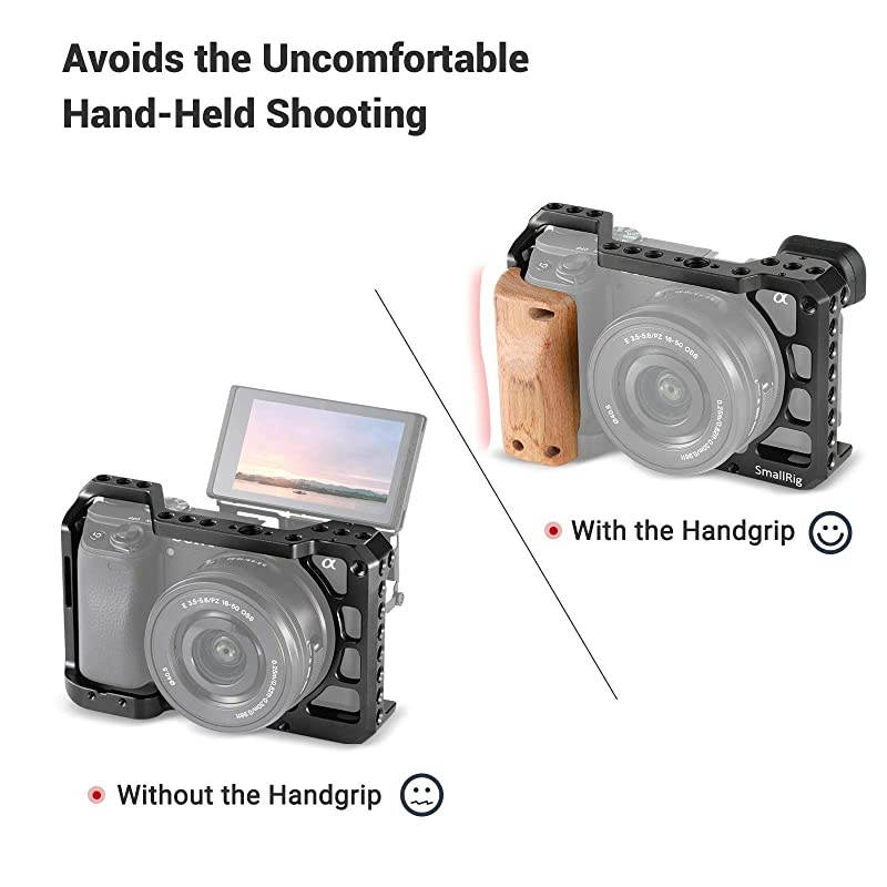 Wooden Handle Handgrip for Sony A6400 Cage APS2318