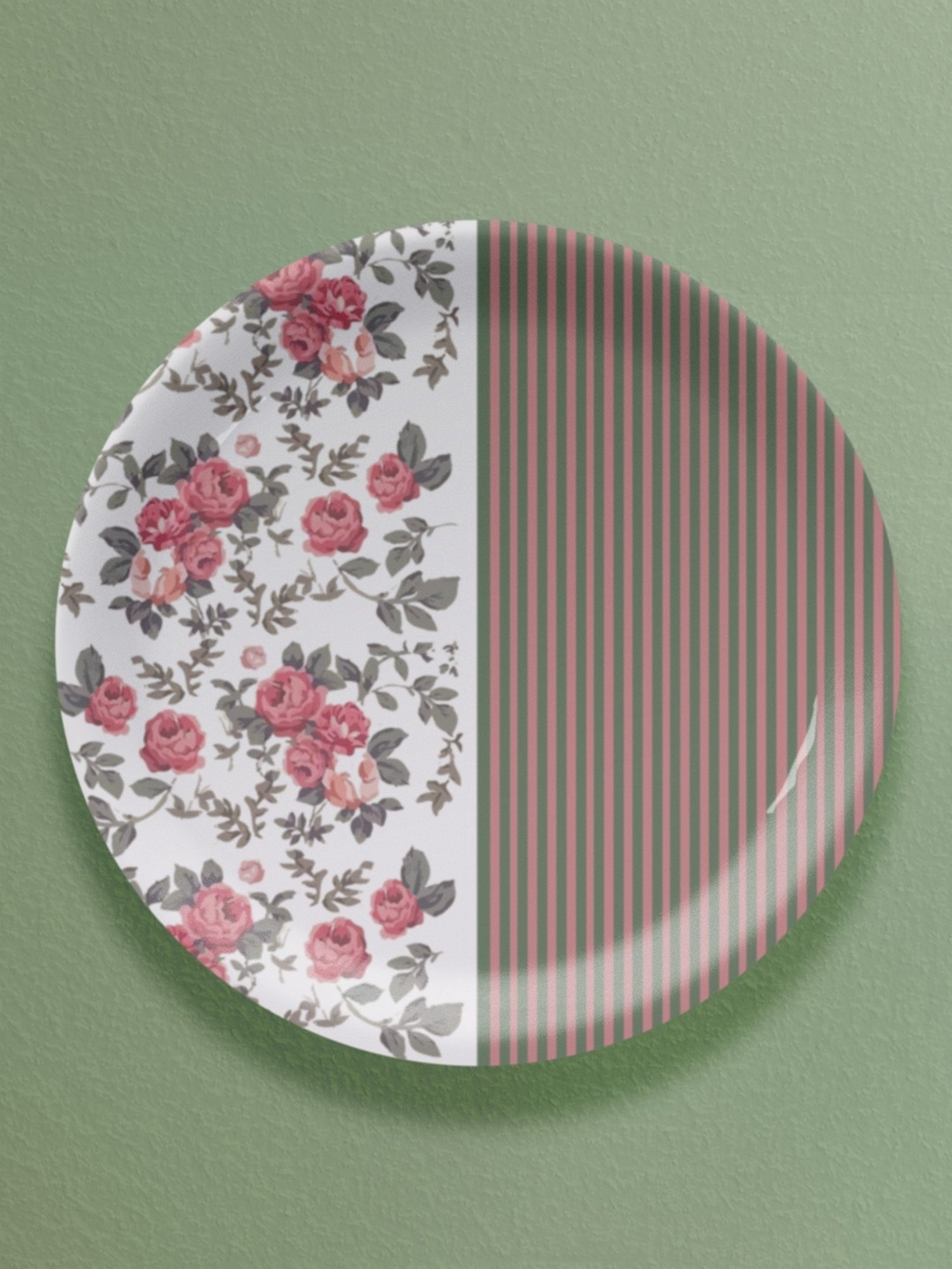 Nestroots English Floral Printed Multicolor Porcelain Wall Plate
