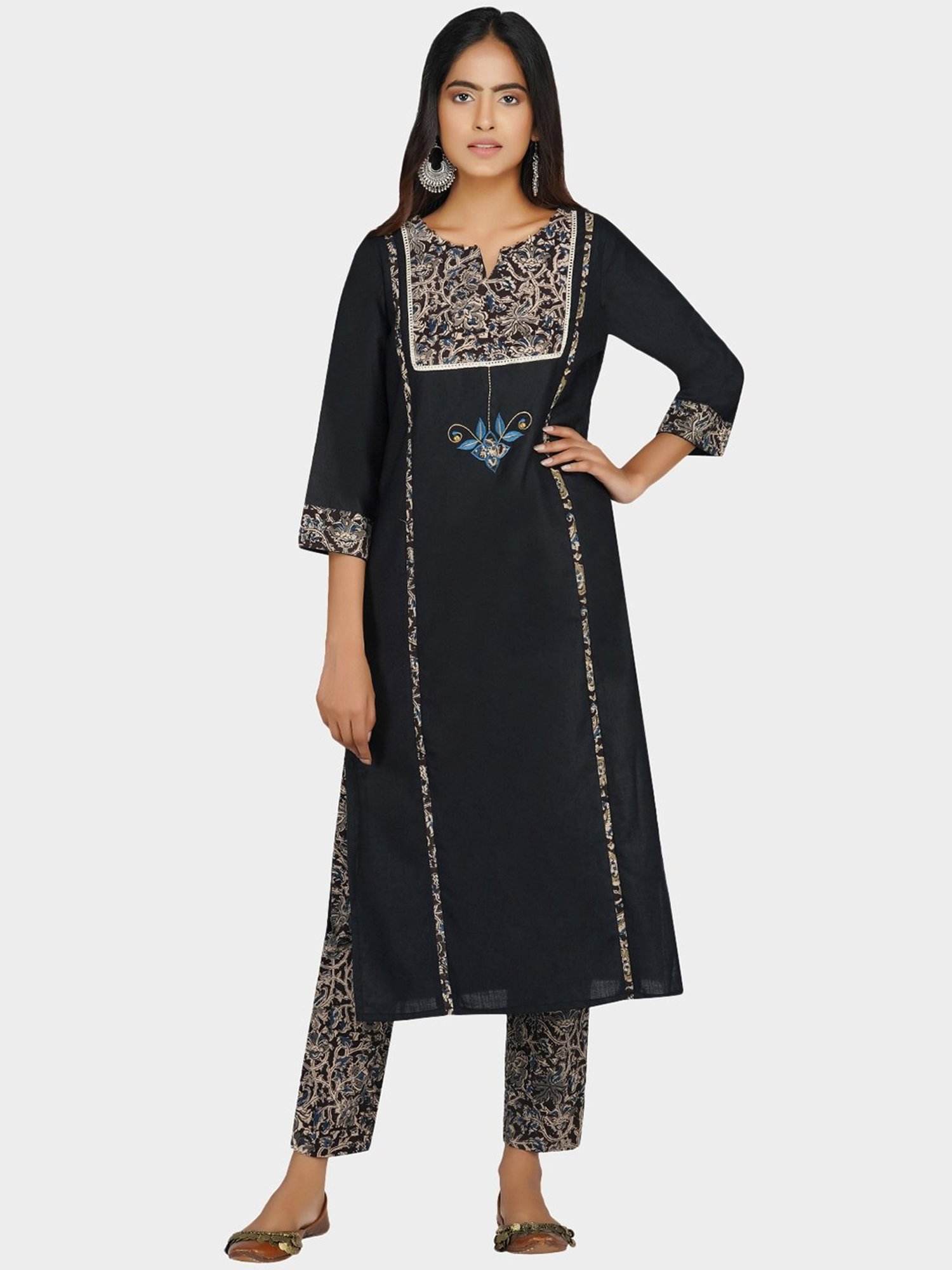 Paislei Black Printed Kurta Pant Set