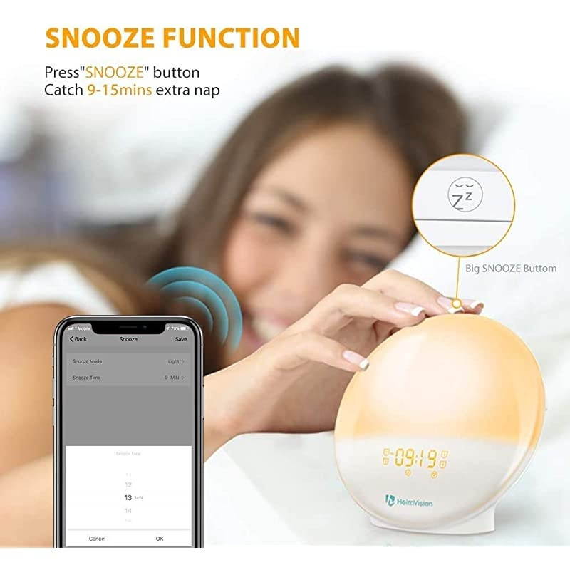 Sunrise Alarm Clock, A80S Smart Wake up Light Work with Alexa, Sleep Aid Digital Alarm Clock with Sunset Simulation, Snooze/FM Radio /7 Natural Sounds and 4 Alarms for Adults & Kids