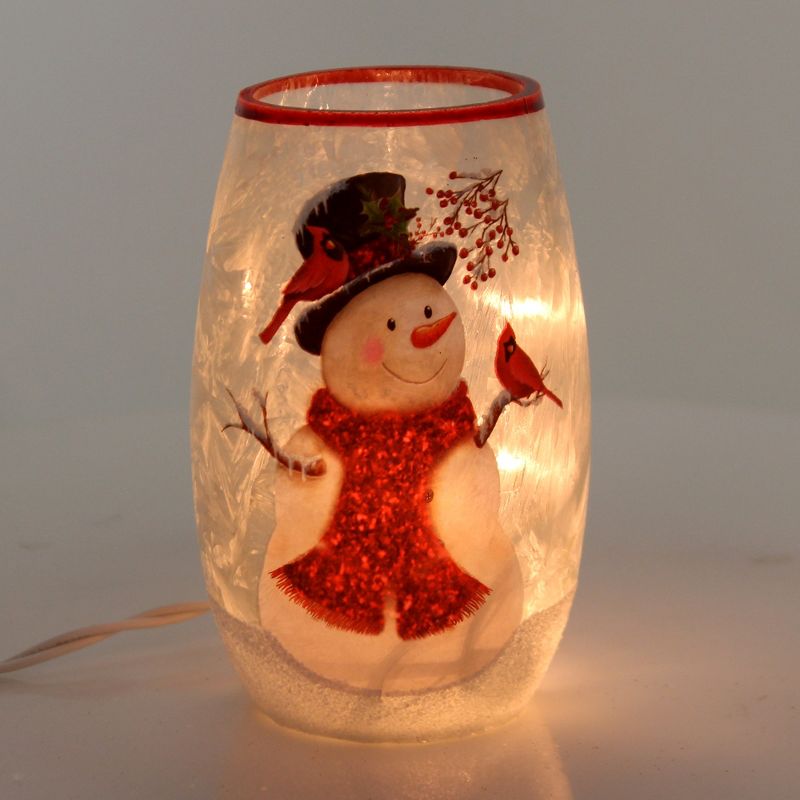 Stony Creek 5.0" Snowman & Red Scarf W Cardinals Indoor Use Red Birds Light Up  -  Novelty Sculpture Lights