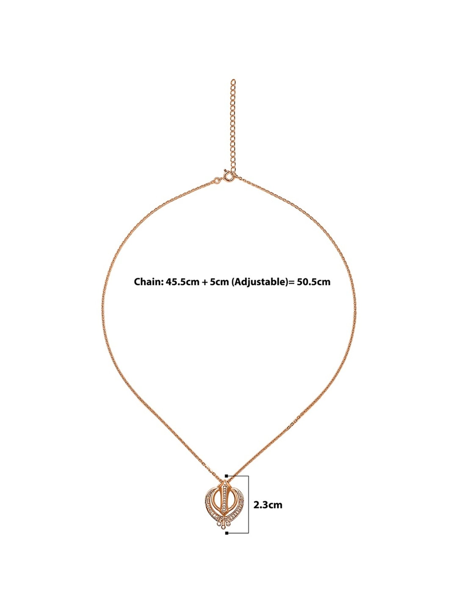 Silberry 92.5 Sterling Silver Rose Gold Khanda Pendant with Chain