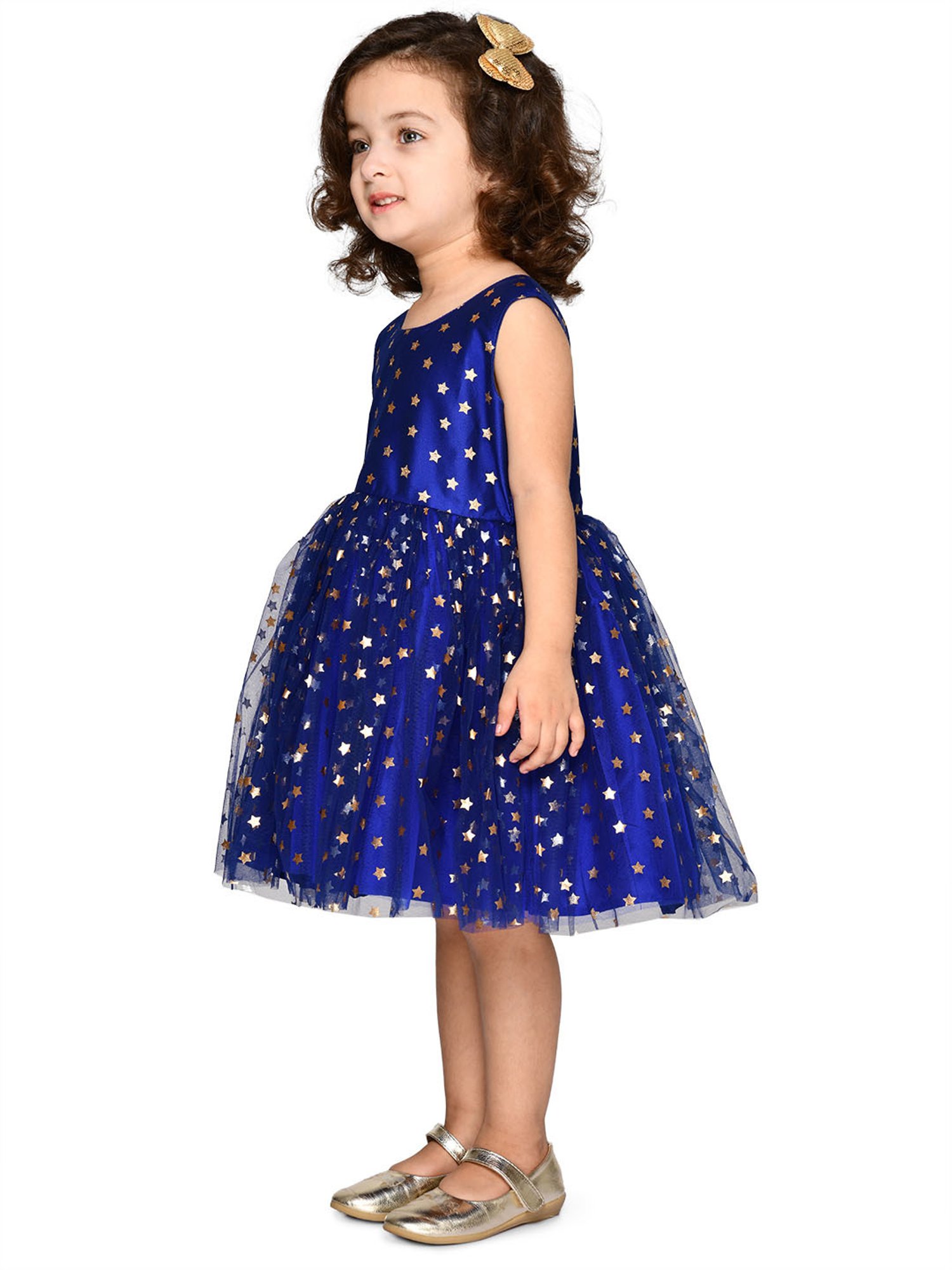 Saka Designs Kids Dark Blue Printed Dress