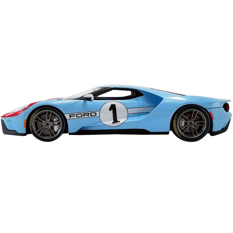 2020 Ford GT #1 Heritage Edition "1966 Le Mans" Light Blue with Red and White Stripes 1/18 Model Car by GT Spirit for ACME