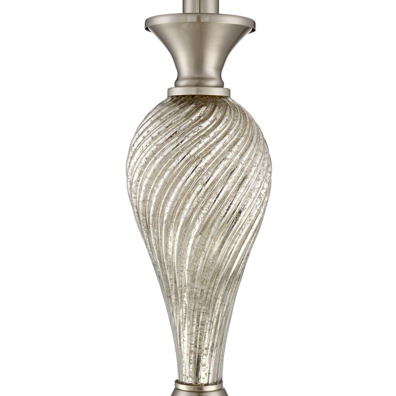 Regency Hill Arden Brushed Nickel Twist Blue Hardback Table Lamps Set of 2