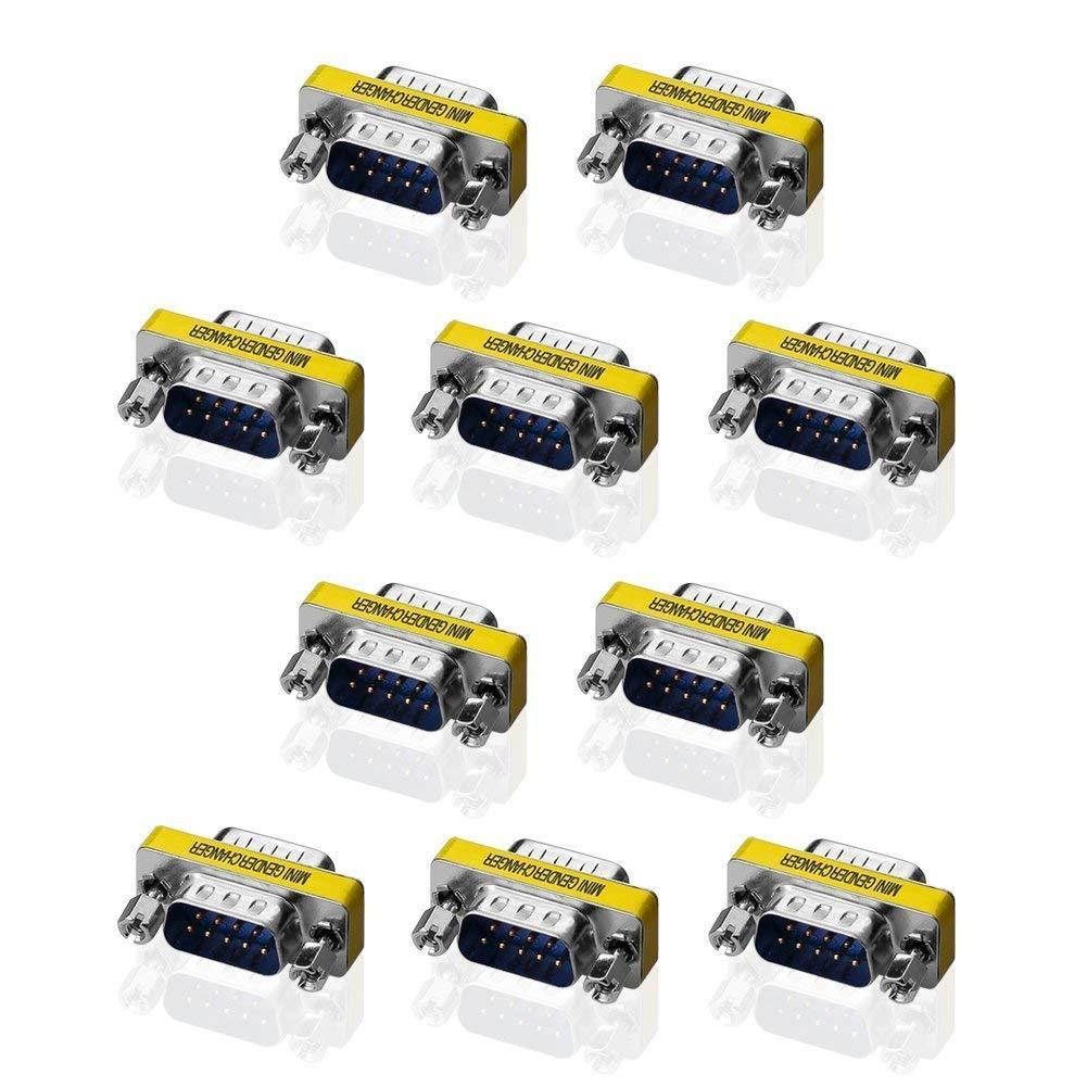 SIENOC 10 pcs 9 Pin RS-232 DB9 Male to Male Serial Cable Gender Changer Coupler Adapter