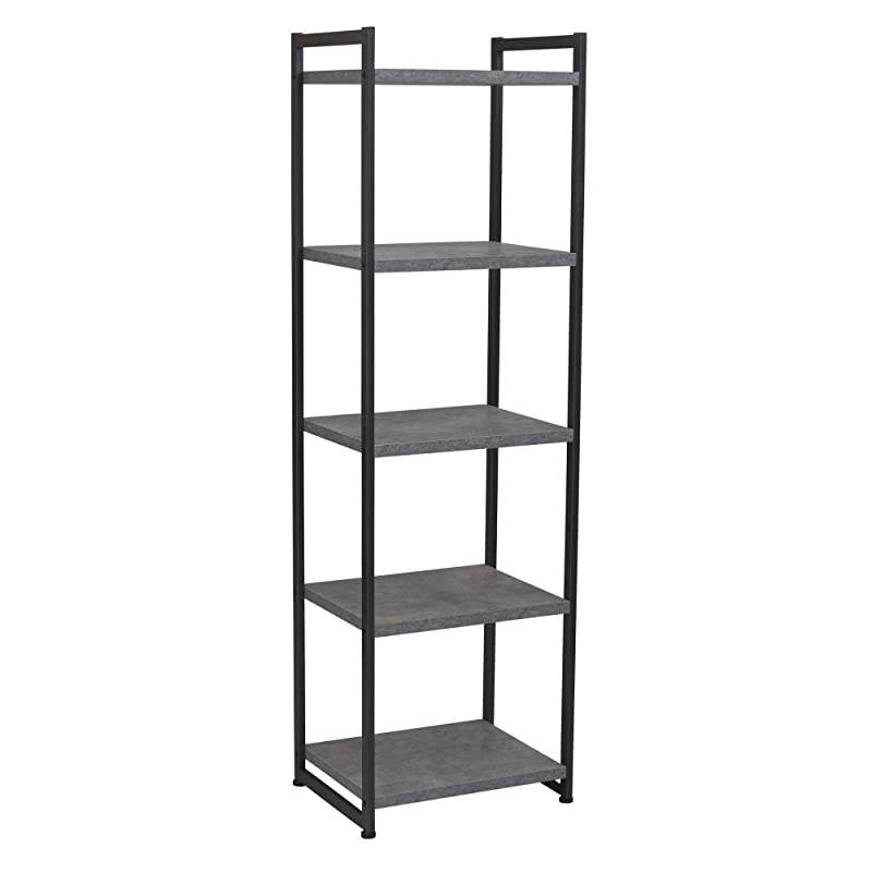 Slate 5 Tier Storage Tower Shelves Black Frame