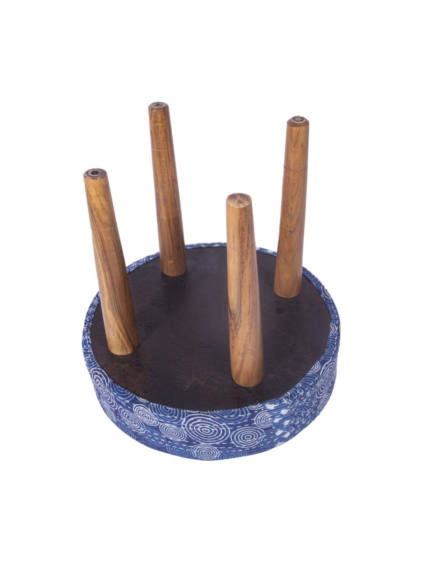 Chumbak French Sahara Solid Mustard Yellow Wood Ottoman