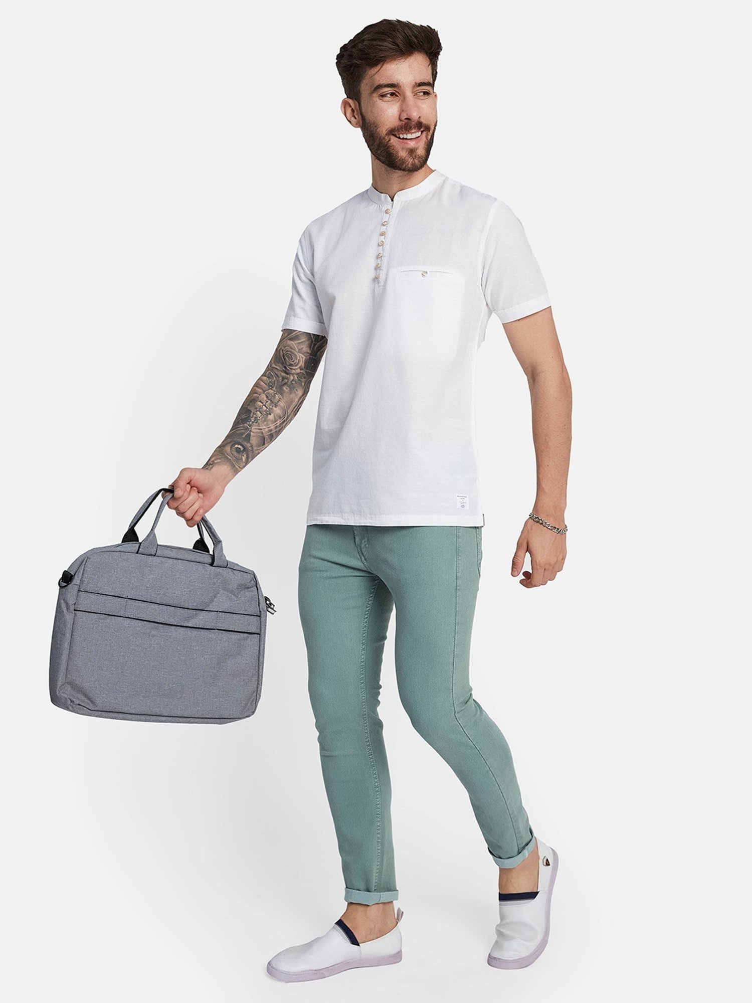 Octave White Cotton Regular Fit T-Shirt