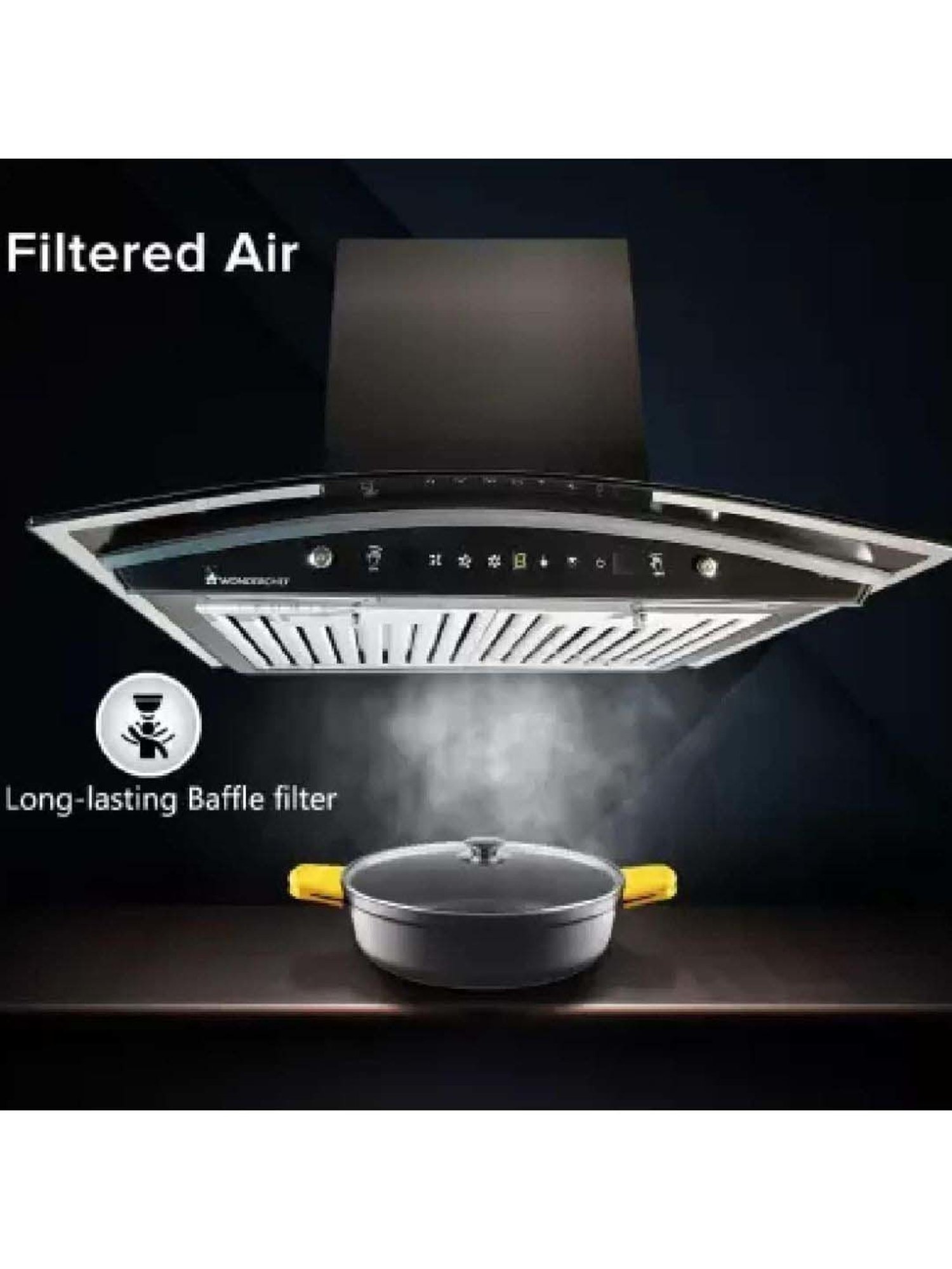 Glen CH6076AC75 1400CMH 75cm Wall Mounted Chimney (Black)