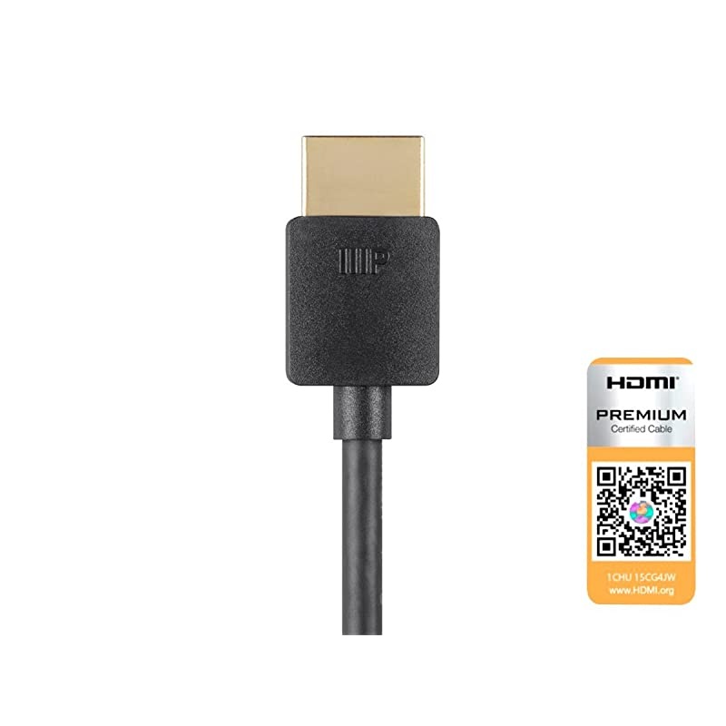 High Speed HDMI Cable - 6 Feet - Black| Certified Premium, 4K@60Hz, HDR, 18Gbps, 36AWG, YUV, 4:4:4 - Ultra Slim Series