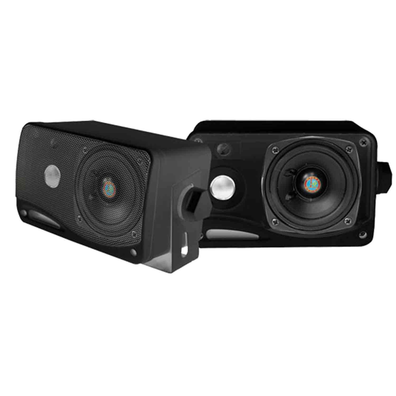 PYLE PLRMR27BTB Marine Bluetooth Receiver Stereo(Black) w/Pyle 3.5" 200W 3-Way Weather Proof Mini Box Speakers(3-Pairs), Pyle 4-Chan 400W WP Marine Amp, Enrock Marine Antenna & Enrock Marine 50' 16G S