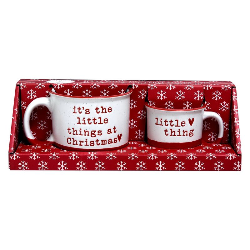 16oz 2pk Ceramic All The Little Things Mommy and Me Mug Set - Peppermint & Pine