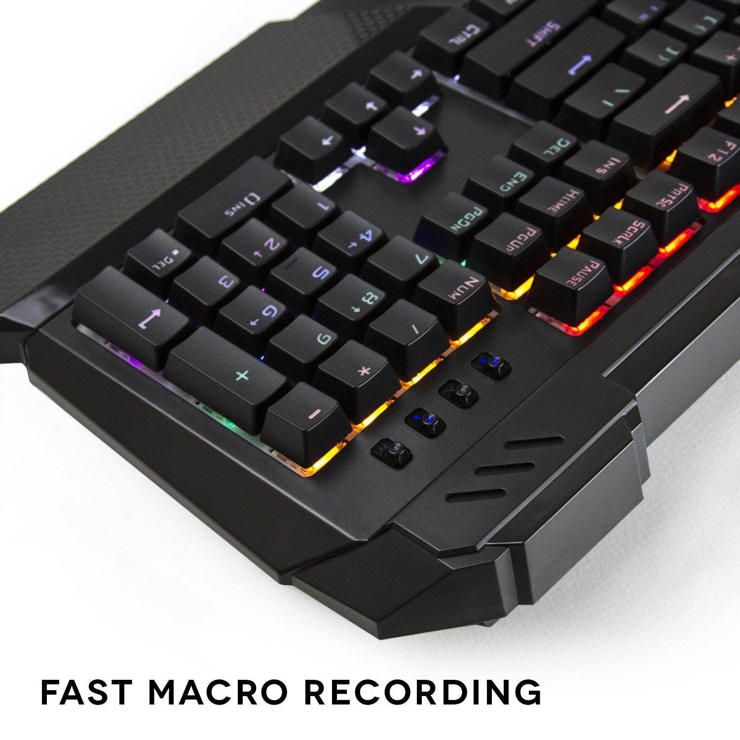 AULA Sapphire LED Backlit Mechanical Gaming Keyboard with Blue Switch, 104 Keys Ergonomic keyboard USB Wired Keyboard for Computer