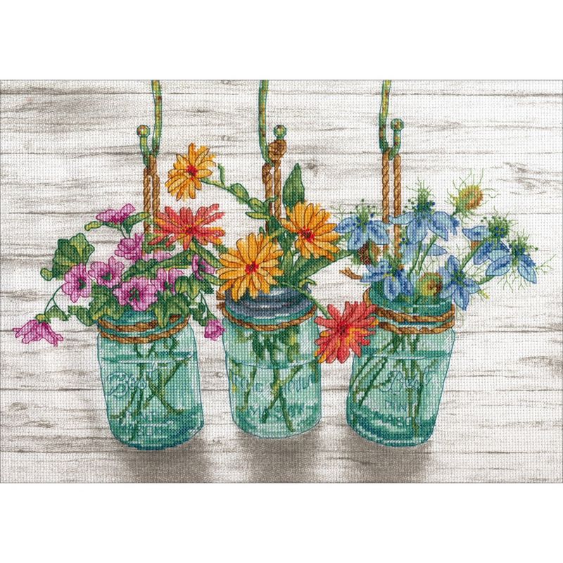 Dimensions Counted Cross Stitch Kit 14"X10"-Flowering Jars (14 Count)