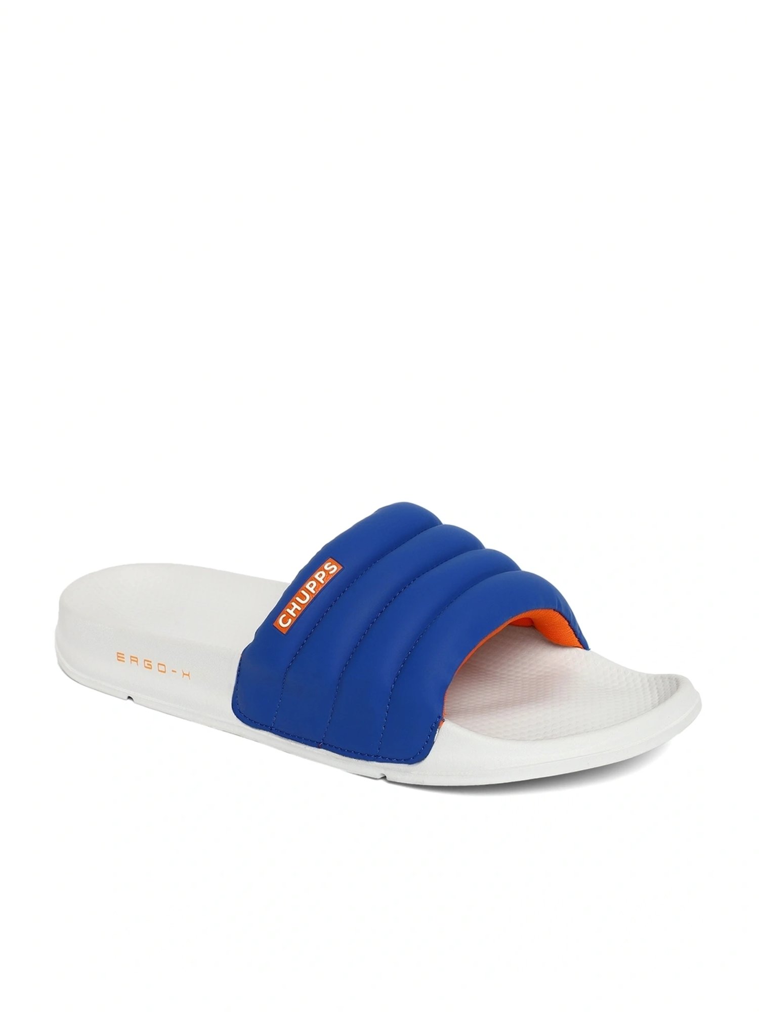 Chupps Men's Classic Quilted ErgoX Plus Blue Slides