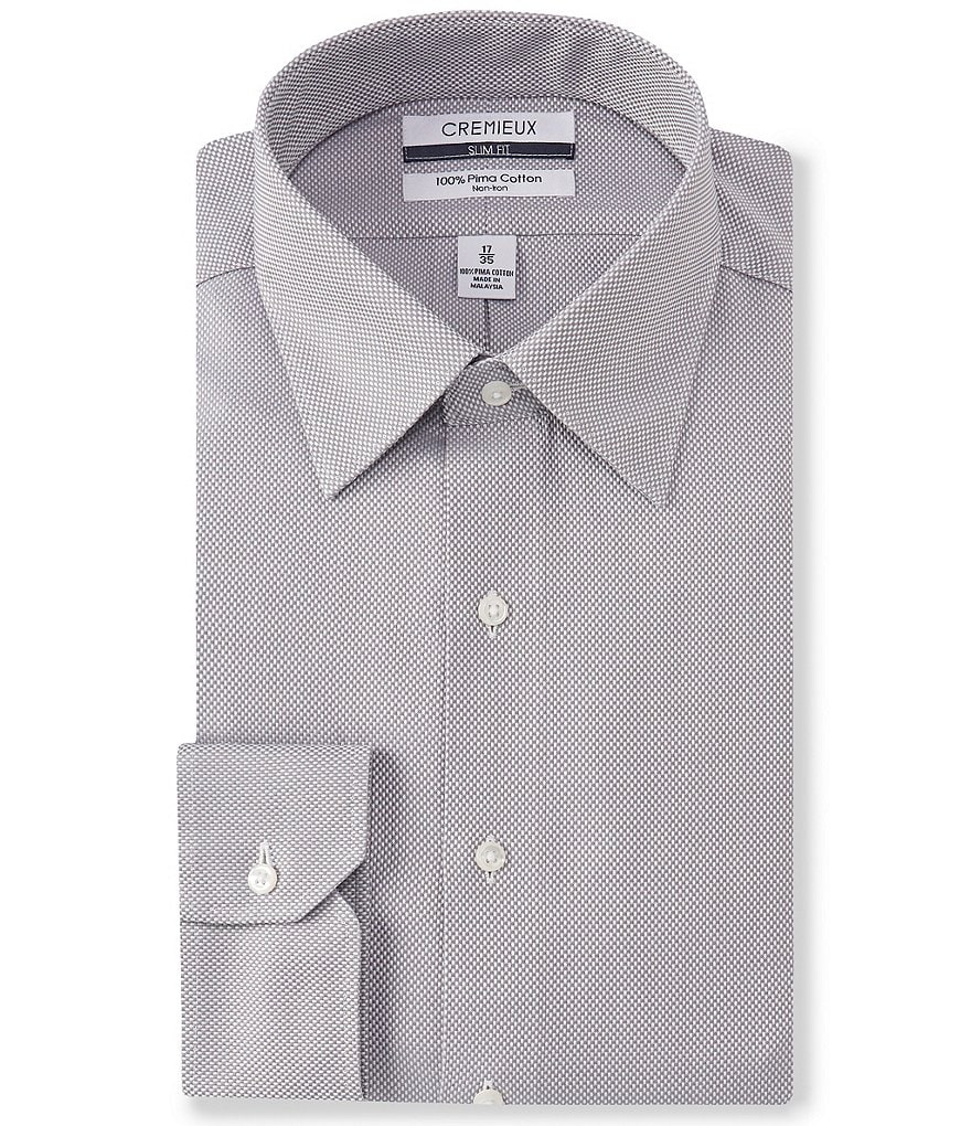 Cremieux Non-Iron Slim-Fit Spread Collar Basketweave Dress Shirt