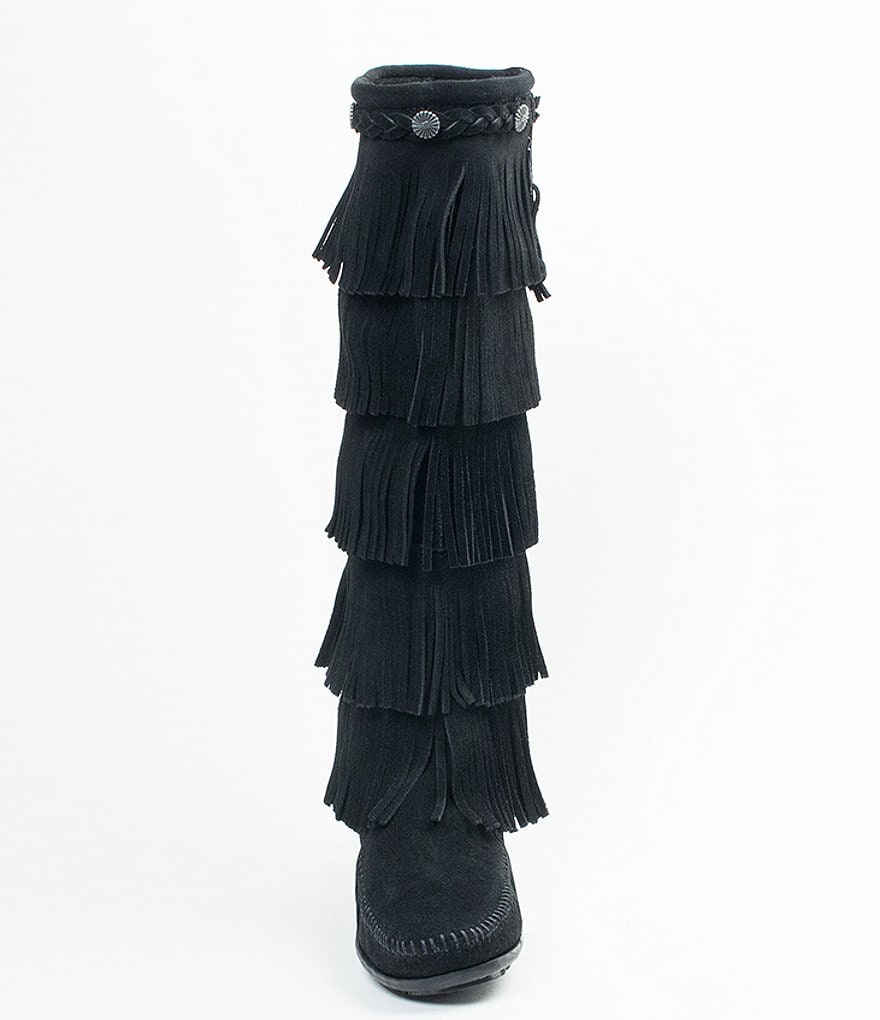Minnetonka 5-Layer Fringe Suede Boots