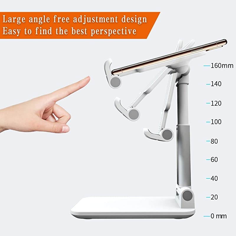 Phone Stand Holder ZHIKE Foldable Tablet Stand Mobile Phone Mount for Desk Compatible with Samsung Galaxy ipad Mini iPhone 11 Series X Xs max All Smartphones Smartphone Kindle White