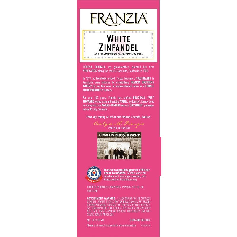 Franzia White Zinfandel Rose Wine - 3L Box