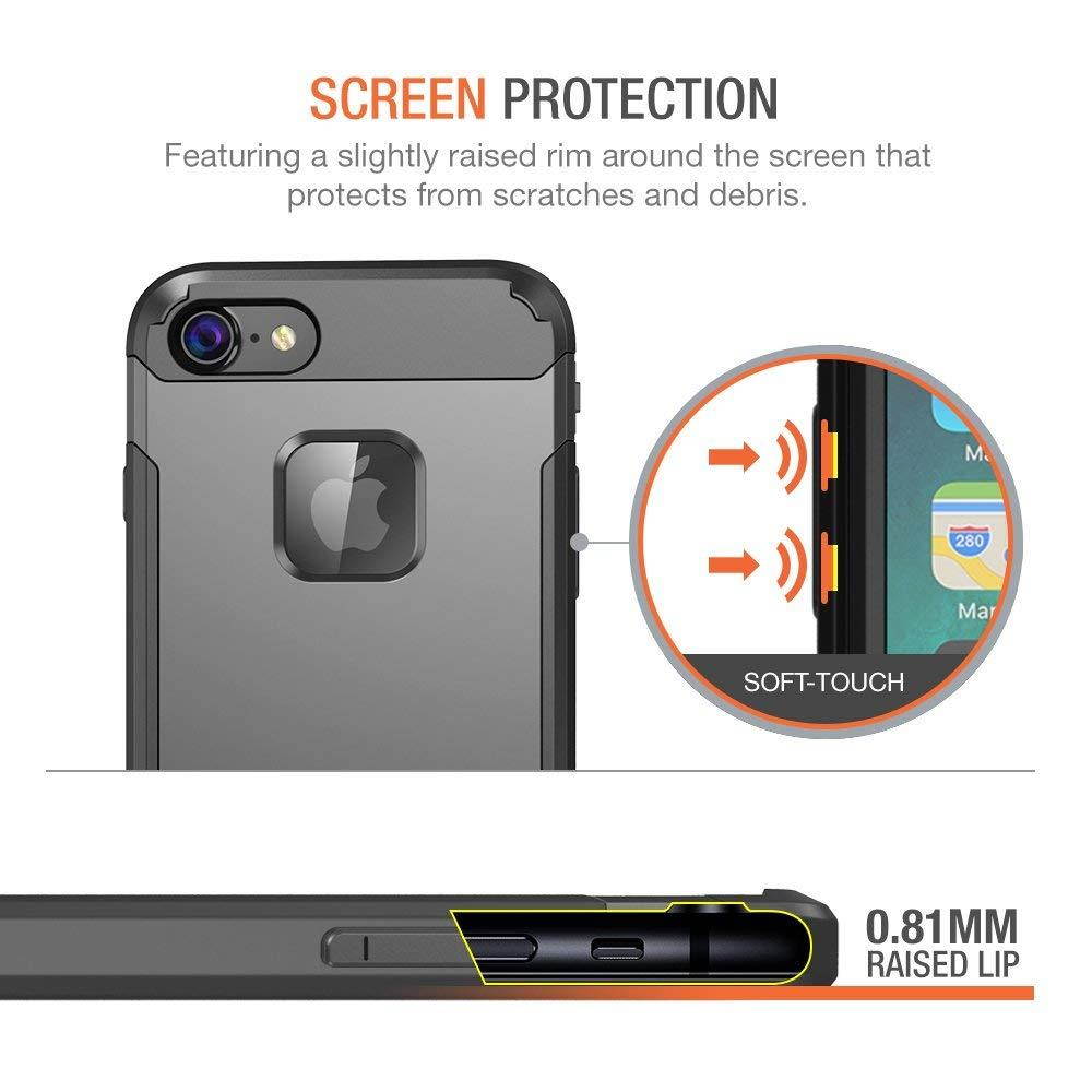 Trianium iPhone 8 Case [Duranium Series] with Holster Case Heavy Duty Protective Cover and Built-in Screen Protector for Apple iPhone8 Phone (2017) Belt Clip Kickstand [Full Body Protection]- Gunmetal