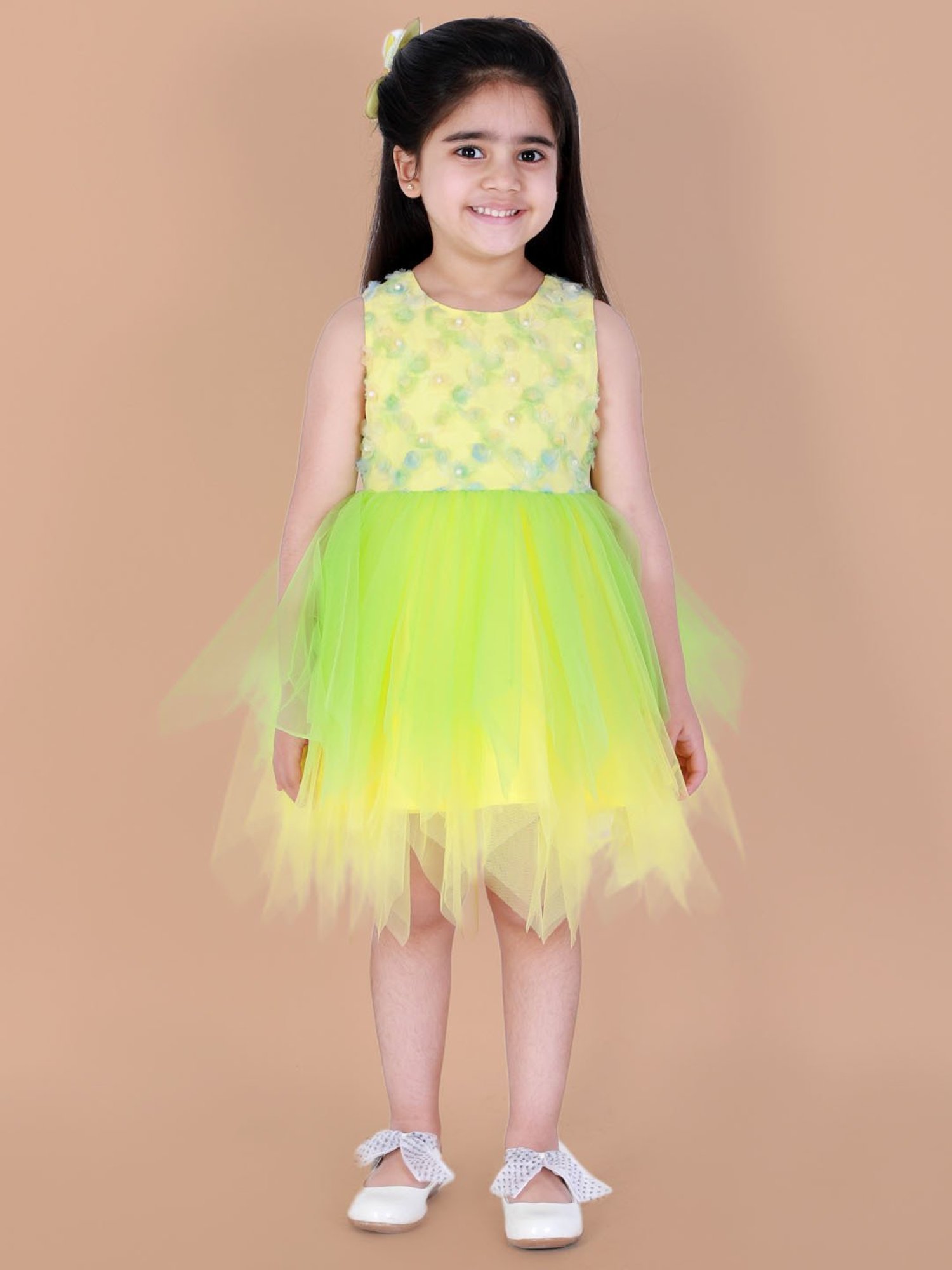 Lil Drama Kids Lime Green Applique Dress